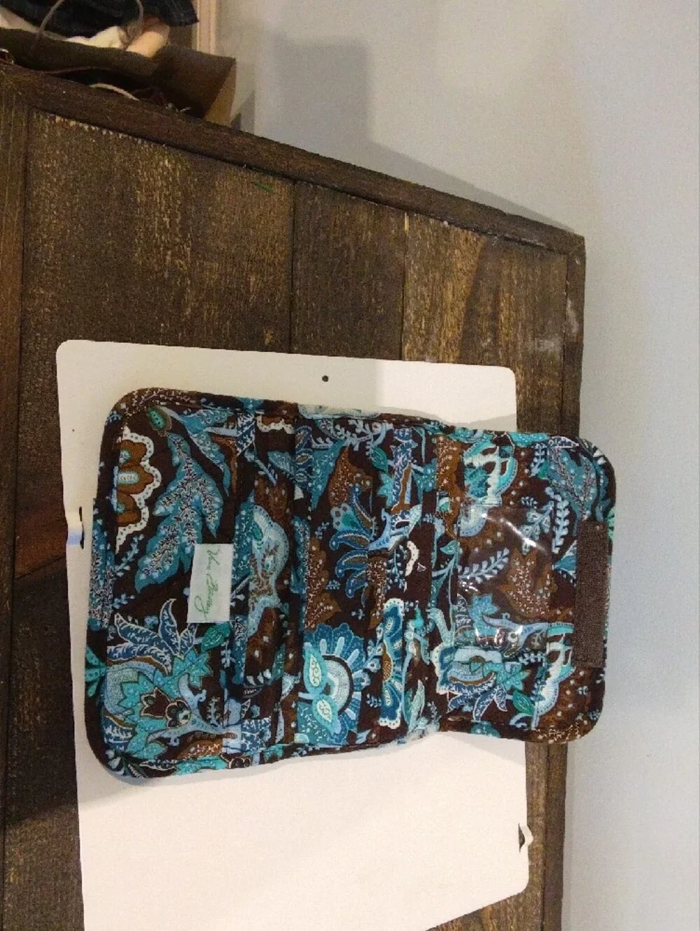 Vera Bradley Teal and Brown Paisley Quilted Wallet - Picture 4 of 7